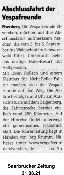 Saarbrücker Zeitung  21.08.21