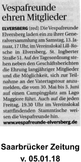 Saarbrücker Zeitung v. 05.01.18